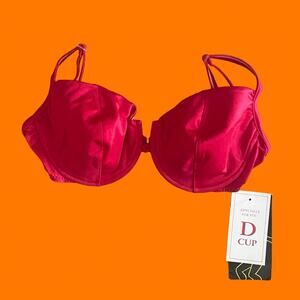 90's vintage red balconet bikini top D cup SMALL *deadstock* California waves